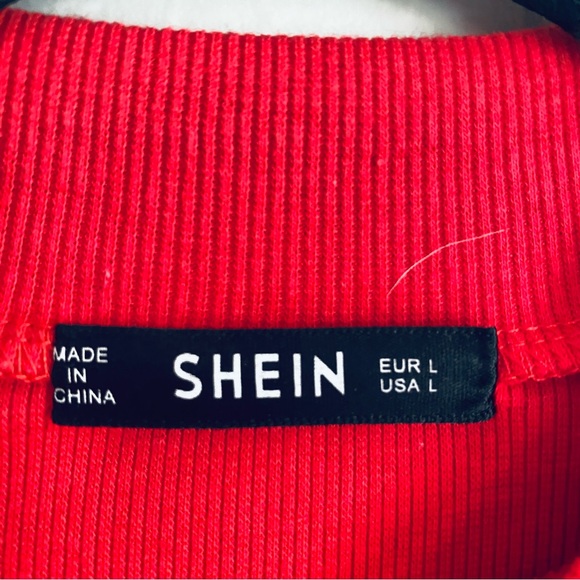 SHEIN Women's Red Short Bell Sleeve Mock Turtle Neck Shirt Top Size Large - Picture 6 of 10